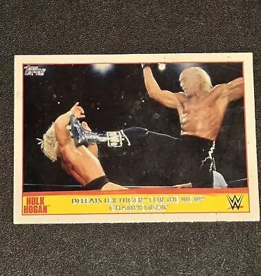 Hulk Hogan wrestling card from 2015 Topps WWE defeats Lex Luger tribute series