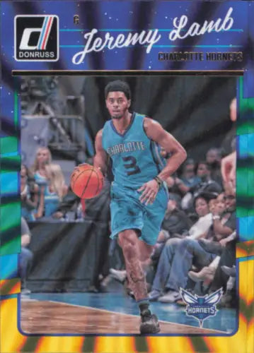 Jeremy Lamb 2016-17 Donruss Holo Laser Green and Yellow Hornets Basketball Card