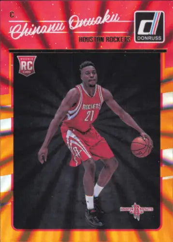 Chinanu Onuaku rookie card from 2016-17 Donruss Holo Orange Laser #180 for Rockets