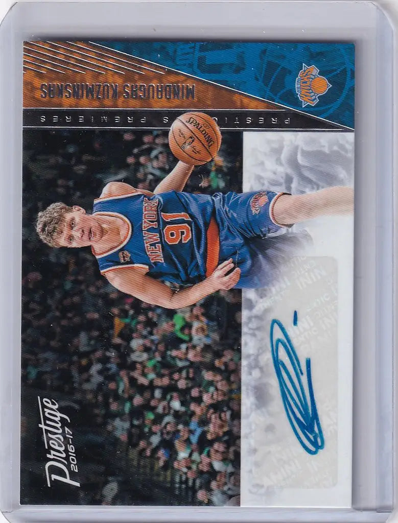 Basketball trading card of Mindaugas Kuzminskas with autograph, Panini Prestige Auto