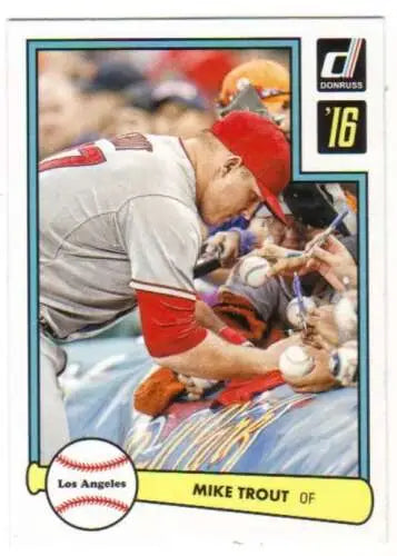 Mike Trout 2016 Donruss 1982 #1 baseball card with original gloss from Simply Sandoval