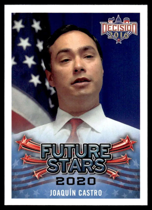 Trading card featuring Joaquín Castro with Future Stars 2020 design and American flag backdrop