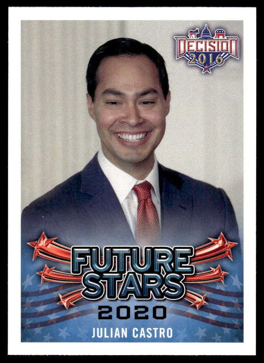 Baseball trading card of Julian Castro with Future Stars 2020 text on a political trading card