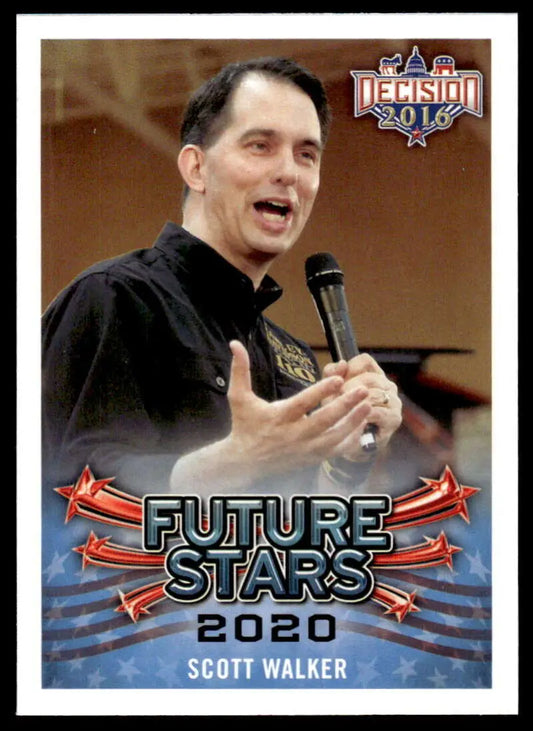 Scott Walker speaking at a presentation on 2016 Leaf Decision trading card