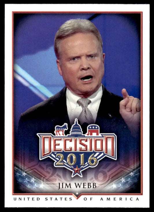 Jim Webb political trading card featuring the Decision 2016 logo and campaign image