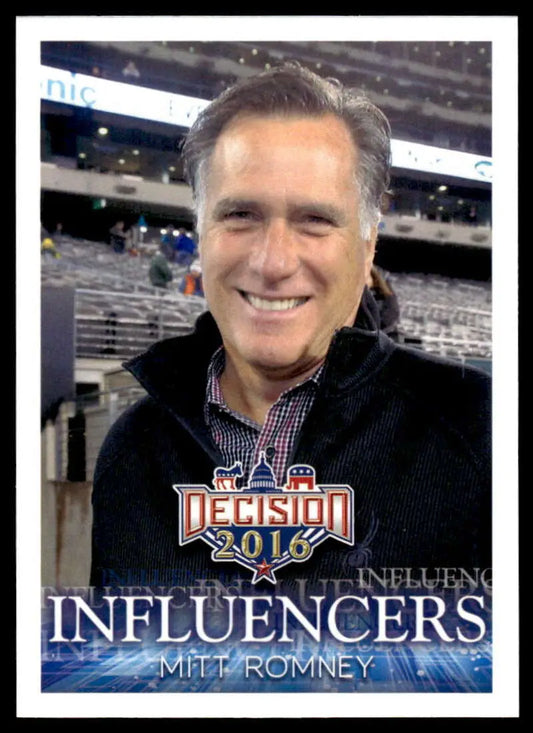 Mitt Romney trading card from 2016 Leaf Decision features politician in black jacket