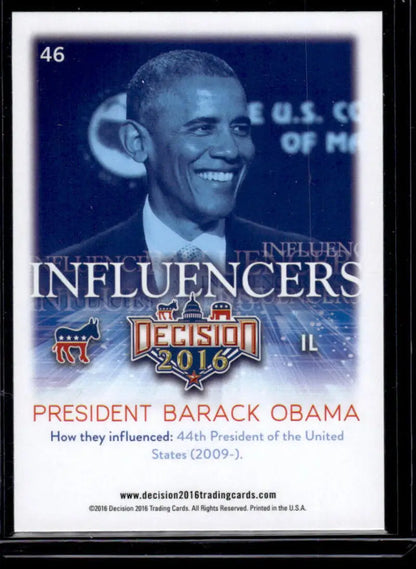 2016 Leaf Decision trading card featuring President Obama from the Influencers series