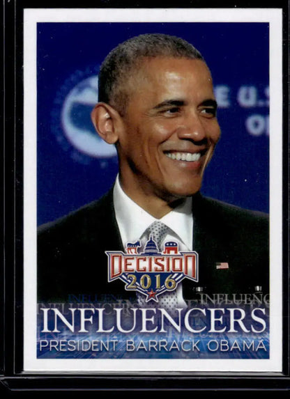 Leaf Decision 2016 #46 President Obama trading card featuring a smiling individual in a suit