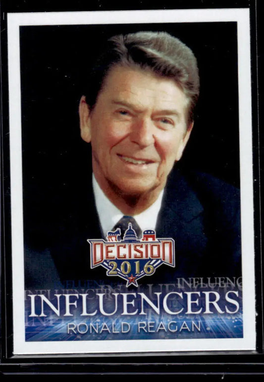 Trading card featuring Ronald Reagan in a dark suit for Leaf Decision 2016 collection