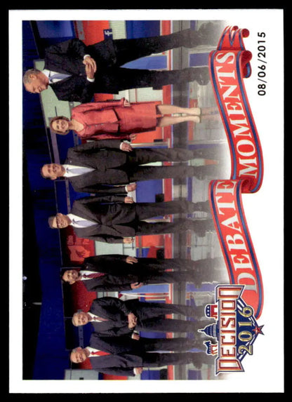 Group in black suits and one red outfit featured on Leaf Decision trading card by Fox News