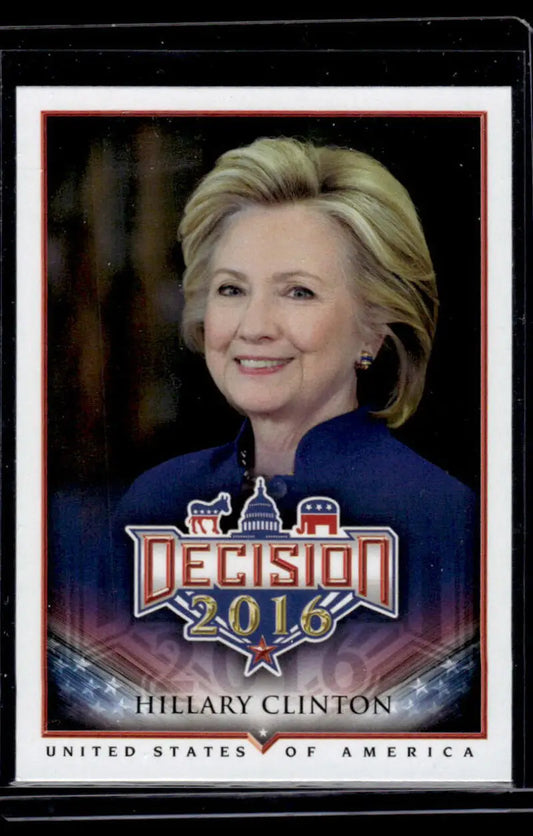 Hillary Clinton in navy blue on 2016 Leaf Decision political trading card NM-MT