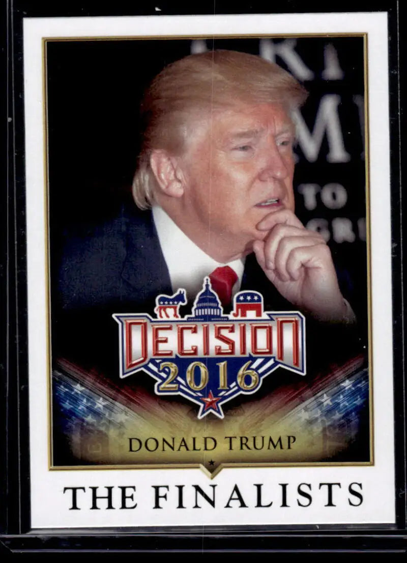 2016 Leaf Decision Donald Trump trading card featuring a contemplative figure in a dark suit