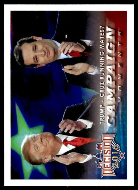 Promotional photo card of Trump and Cruz as potential running mates for political trading card