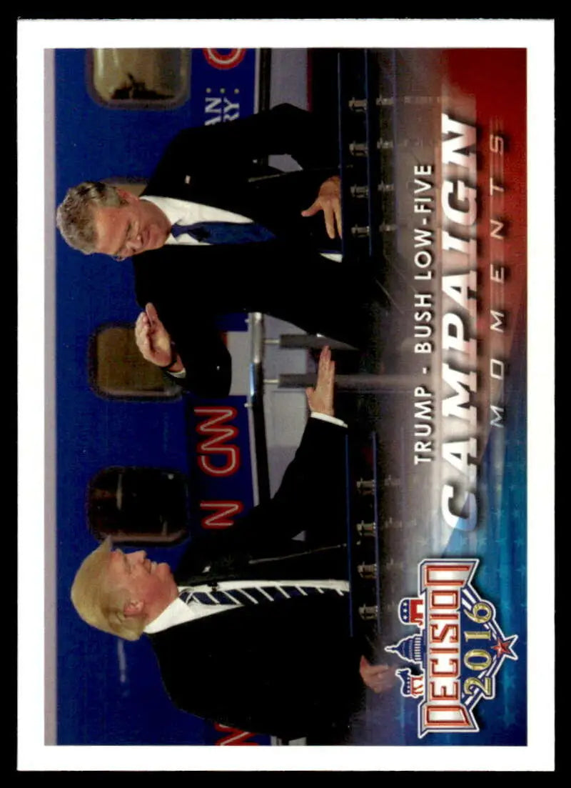 Trading card of Trump and Bush at CNN broadcast desk from Leaf Decision 2016 series