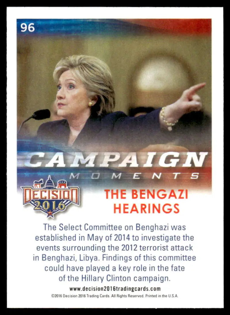 Campaign-related trading card of a political figure at the Bengazi Hearings