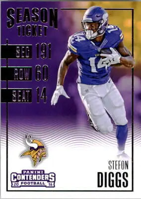 Minnesota Vikings Panini Contenders trading card of Stefon Diggs in blue jersey