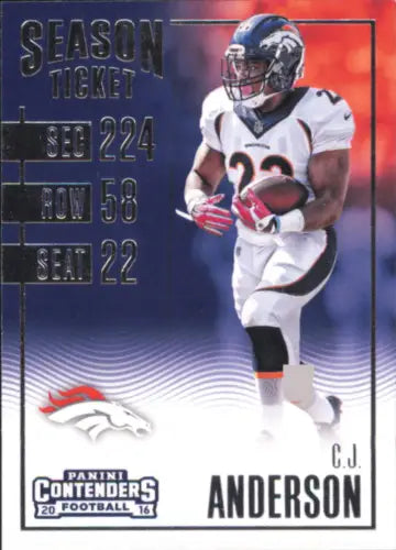 Football trading card of C.J. Anderson, Denver Broncos running back, Panini Contenders