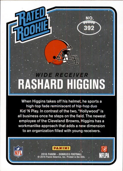 Rashard Higgins Rookie football card from 2016 Panini Donruss #392 Cincinnati Bengals