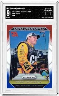 Ryan Newman NASCAR trading card from 2016 Panini Prizm series featuring #83 RWB Prizm Auto