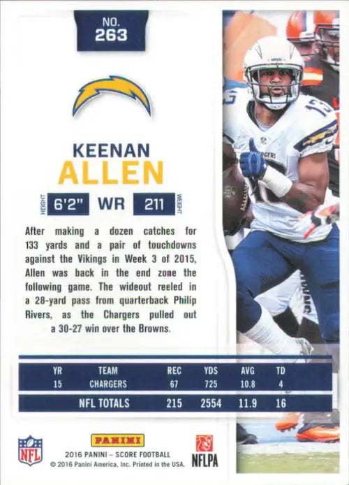 2016 Score #263 Keenan Allen San Diego Chargers NFL Football Card NM-MT