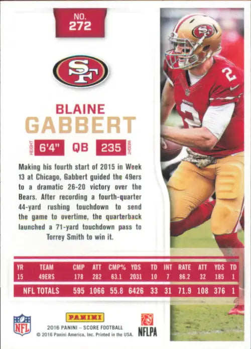 Blaine Gabbert 2016 Score #272 San Francisco 49ers NFL Football Card NM-MT