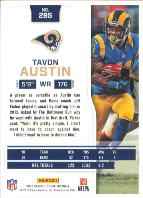 2016 Score #295 Tavon Austin Los Angeles Rams NFL Football Card NM-MT