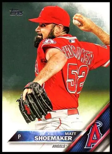 Baseball card of Matt Shoemaker, 2016 Topps NM-MT Angels with original gloss