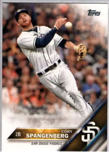 Cory Spangenberg baseball card from 2016 Topps #362 with original gloss, Padres