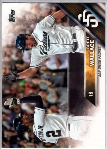 Brett Wallace making a play in white uniform on 2016 Topps #415 San Diego Padres card