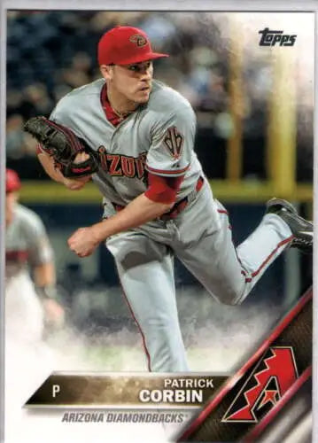 Original gloss baseball card of Patrick Corbin from 2016 Topps #629 Diamondbacks