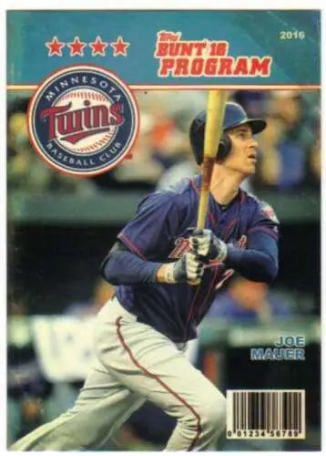 Joe Mauer baseball card from 2016 Topps Bunt Programs with original gloss finish