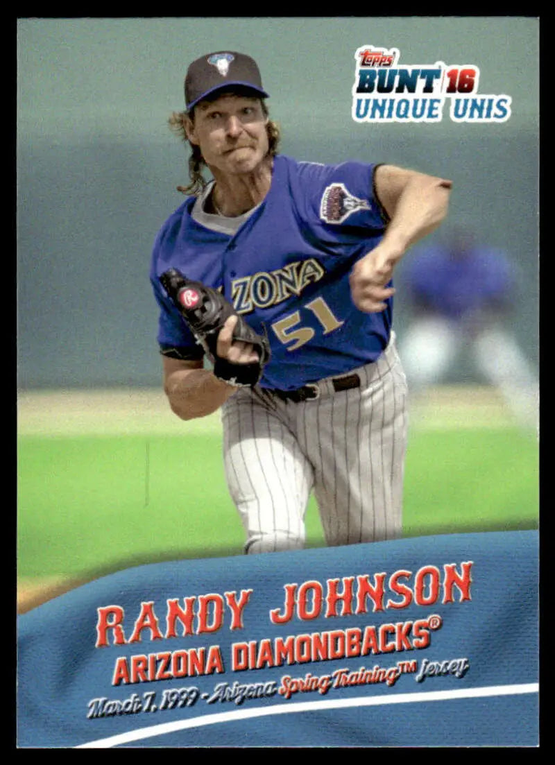 Randy Johnson delivering pitch on 2016 Topps Bunt Arizona Diamondbacks Baseball Card