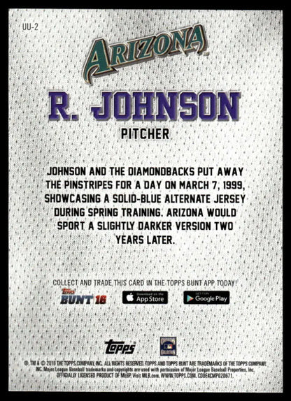 Randy Johnson Arizona Diamondbacks jersey featured on 2016 Topps Bunt baseball card