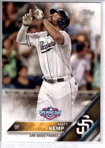 Matt Kemp baseball card 2016 Topps Opening Day NM-MT Padres original gloss quality