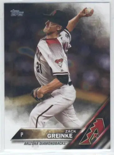 Baseball card featuring US230 Zack Greinke in original gloss from Topps Update