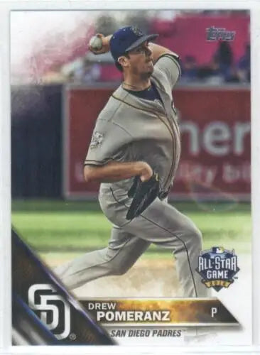 2016 Topps Update US236 Drew Pomeranz baseball card with original gloss, Padres AS