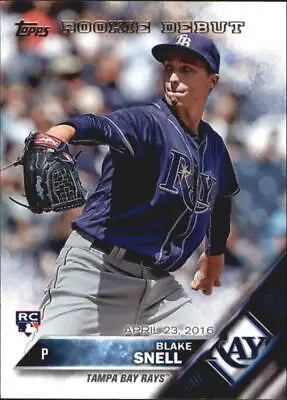 Blake Snell rookie baseball card from 2016 Topps Update #US40 for Tampa Bay Rays