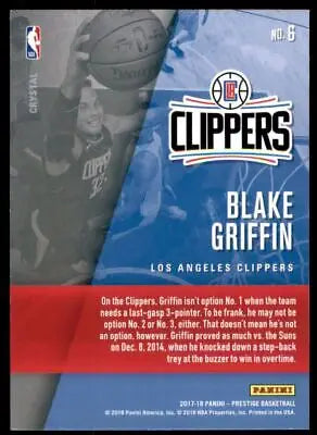 Blake Griffin 2017-18 Prestige Hardcourt Heroes Crystal NBA card LA Clippers NM-MT