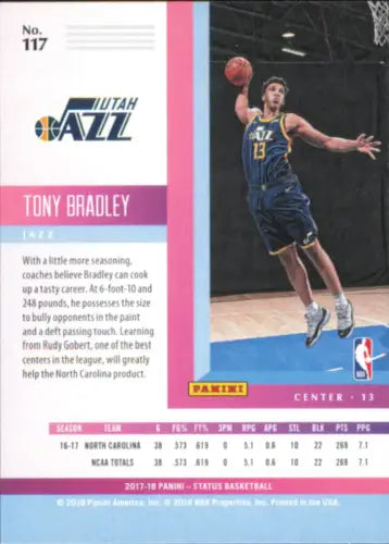 2017-18 Panini Status #117 Tony Bradley Rookie Utah Jazz Basketball Card NM-MT