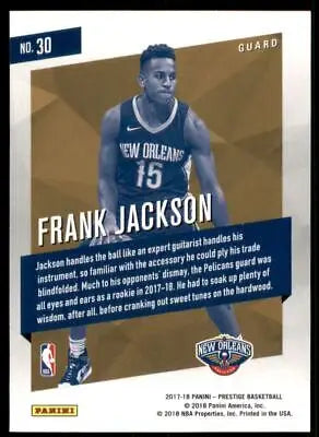 Basketball card of Frank Jackson from 2017-18 Prestige Micro Etch Rookies Orange edition