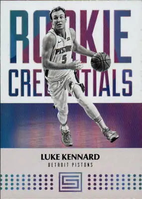 Luke Kennard 2017-18 Panini Status Rookie Credentials card featuring Detroit Pistons