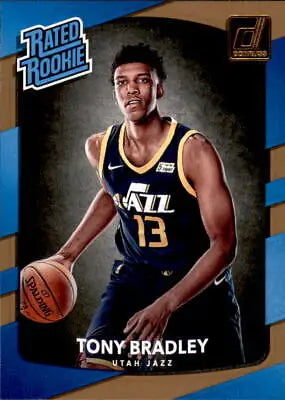 Tony Bradley Rookie card from 2017-18 Donruss featuring the Utah Jazz player