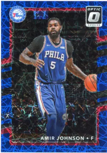 Amir Johnson 2017-18 Donruss Optic Blue Velocity basketball card Philadelphia 76ers