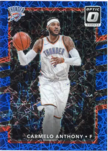 Carmelo Anthony Donruss Optic Blue Velocity basketball card for OKC Thunder collectors