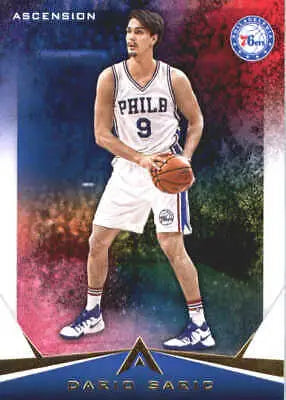 Basketball player Dario Saric in uniform holding ball from 2017-18 Panini Ascension