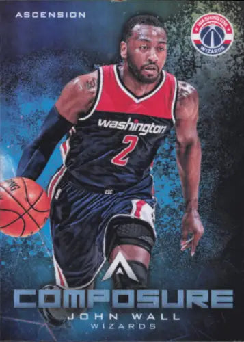 Basketball trading card of John Wall in Navy Blue Jersey #2 Panini Ascension Composure