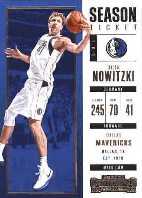 Dirk Nowitzki 2017-18 Panini Contenders season ticket NBA card for Dallas Mavericks