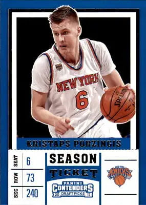 Kristaps Porzingis basketball card from 2017-18 Panini Contenders Draft Picks NY Knicks