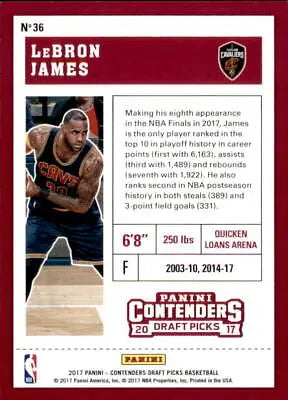 LeBron James basketball card from 2017-18 Panini Contenders Draft Picks set