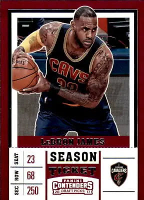 LeBron James basketball card from 2017-18 Panini Contenders Draft Picks Cleveland Cavaliers